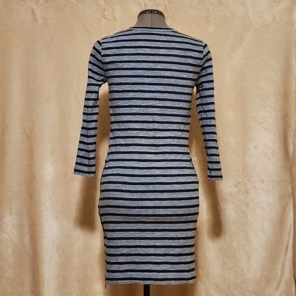 J. Crew Striped Side-Zip 3/4 Sleeve Dress - Picture 4 of 10